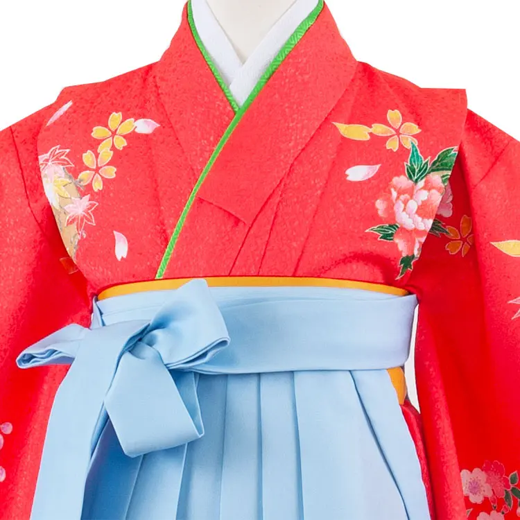 女児袴レンタル（5歳女の子） ルビーレッド 梅 A128