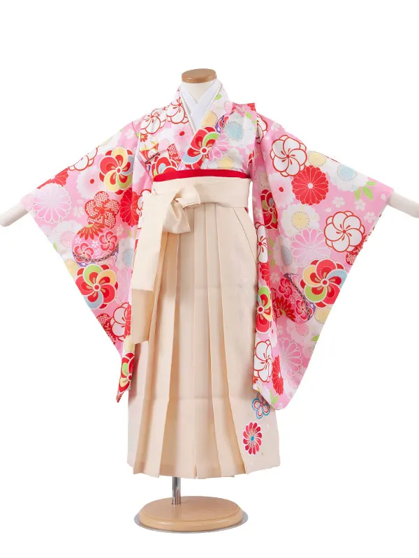 女児袴レンタル（5歳女の子） ピンク ねじり梅 A148