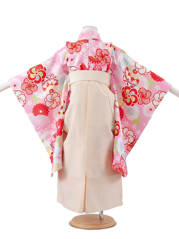 女児袴レンタル（5歳女の子） ピンク ねじり梅 A148