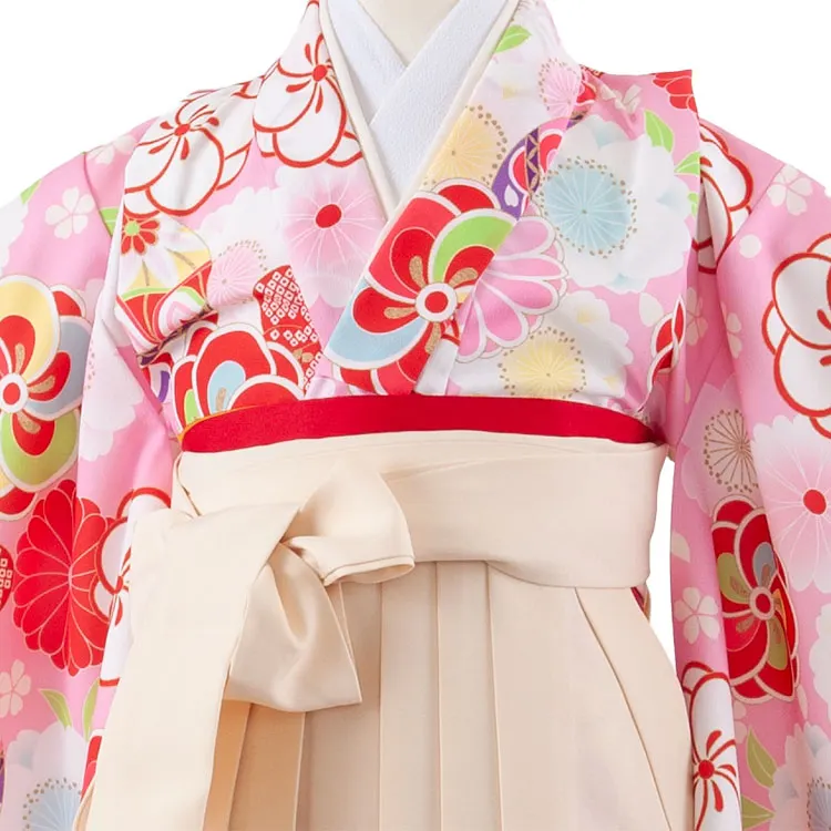 女児袴レンタル（5歳女の子） ピンク ねじり梅 A148