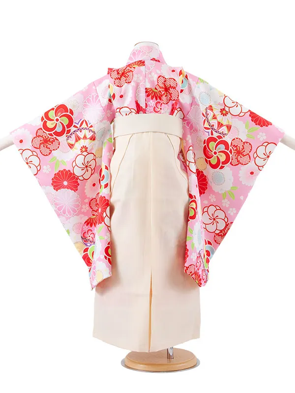 女児袴レンタル（5歳女の子） ピンク ねじり梅 A149