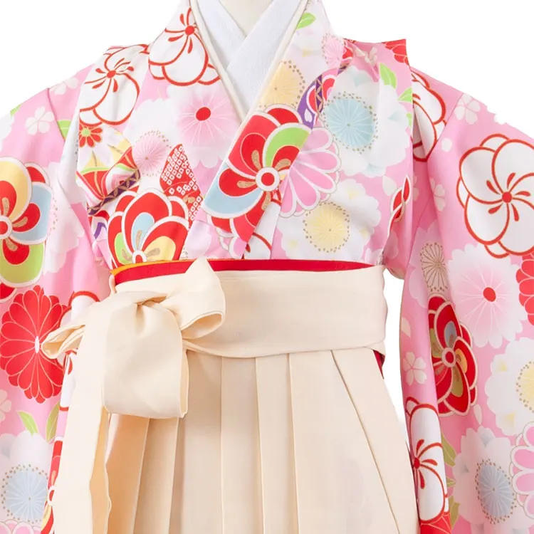 女児袴レンタル（5歳女の子） ピンク ねじり梅 A149