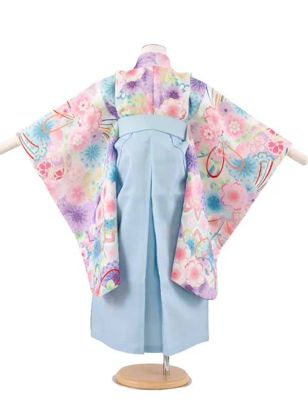 女児袴レンタル（5歳女の子） オフホワイト 花束 A151