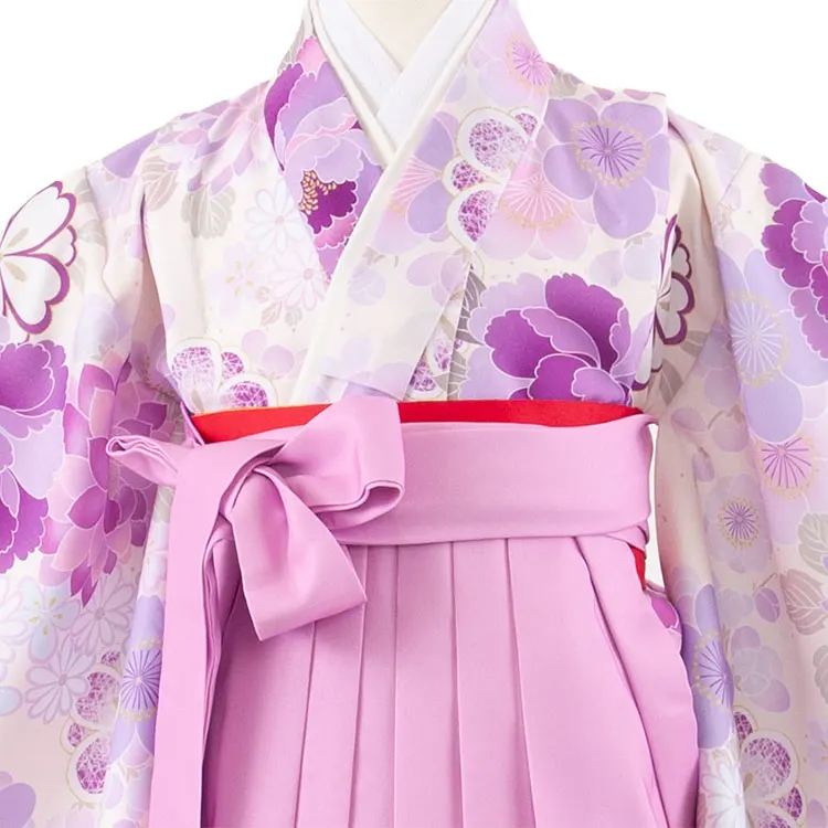 女児袴レンタル（5歳女の子） アイボリー 牡丹 A153