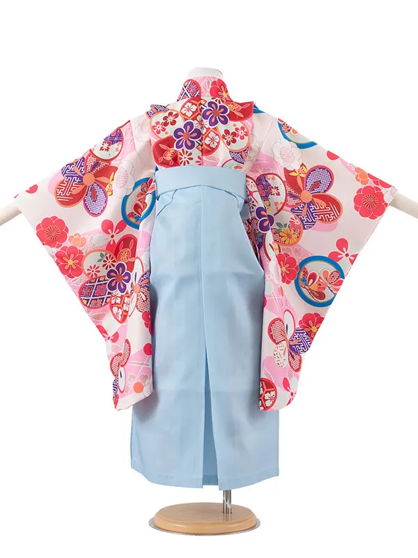 女児袴レンタル（5歳女の子） オフホワイト ねじり梅 A157