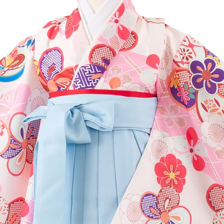 女児袴レンタル（5歳女の子） オフホワイト ねじり梅 A157