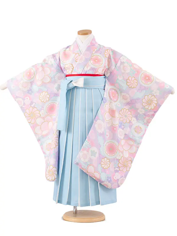 女児袴レンタル（7歳女の子） ラベンダー 丸紋 ねじり菊 A158