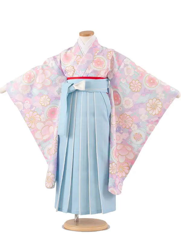 女児袴レンタル（7歳女の子） ラベンダー 丸紋 ねじり菊 A158