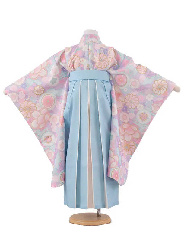 女児袴レンタル（7歳女の子） ラベンダー 丸紋 ねじり菊 A158