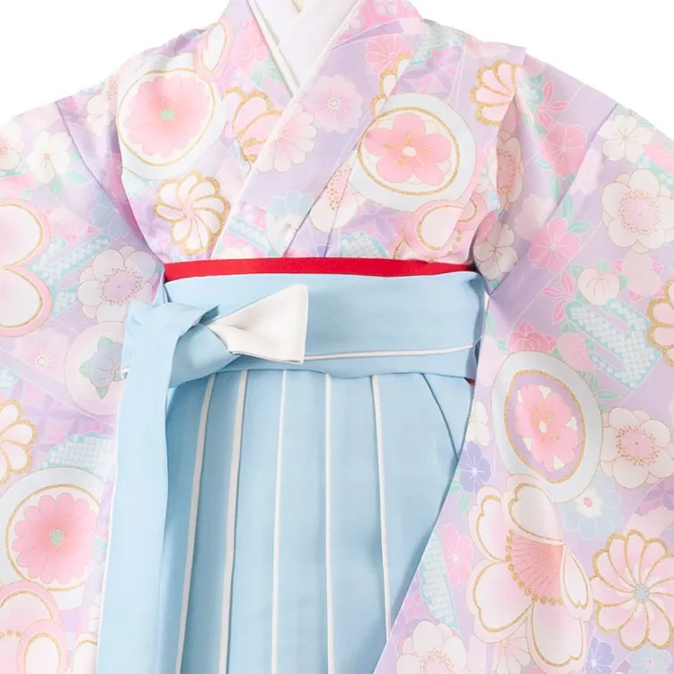 女児袴レンタル（6～7歳女の子） ラベンダー 丸紋 ねじり菊 A159