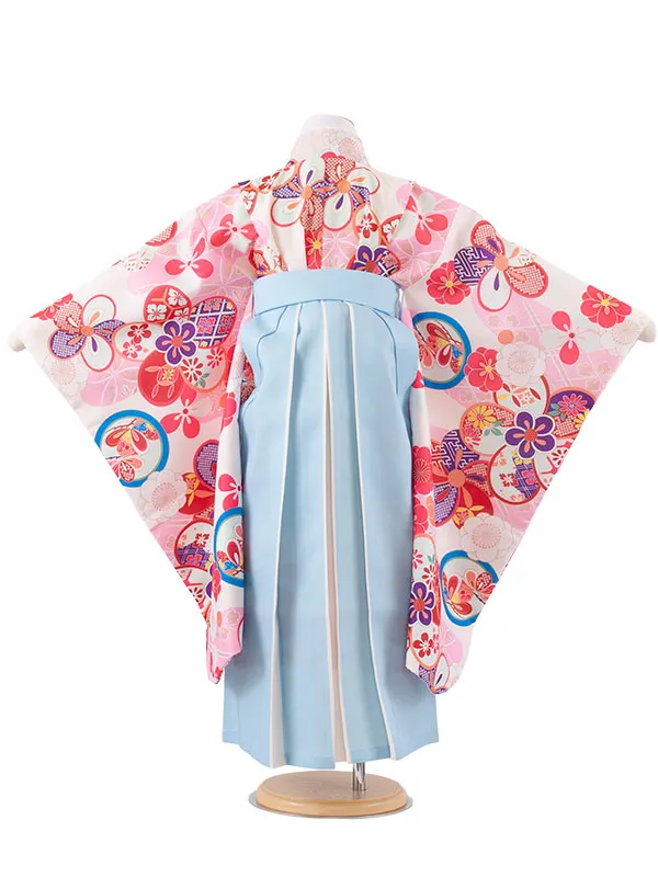 女児袴レンタル（6～7歳女の子） オフホワイト ねじり梅 A161