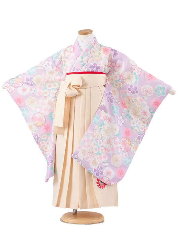 女児袴レンタル（7歳女の子） ラベンダー ねじり梅 A162