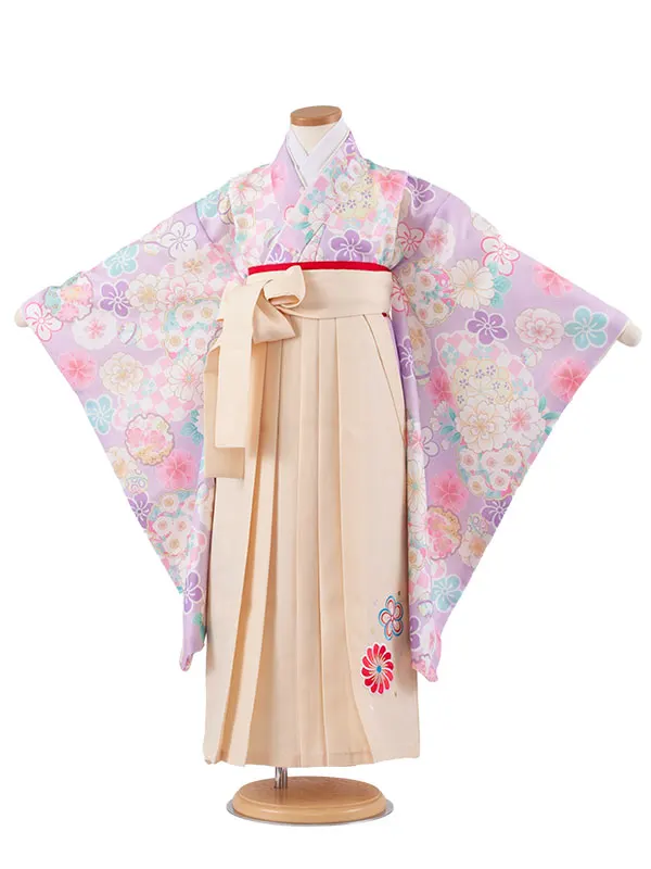 女児袴レンタル（7歳女の子） ラベンダー ねじり梅 A162