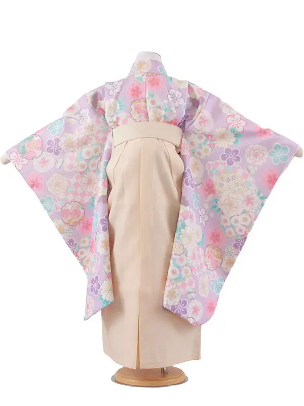 女児袴レンタル（7歳女の子） ラベンダー ねじり梅 A162
