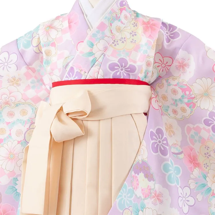 女児袴レンタル（7歳女の子） ラベンダー ねじり梅 A162