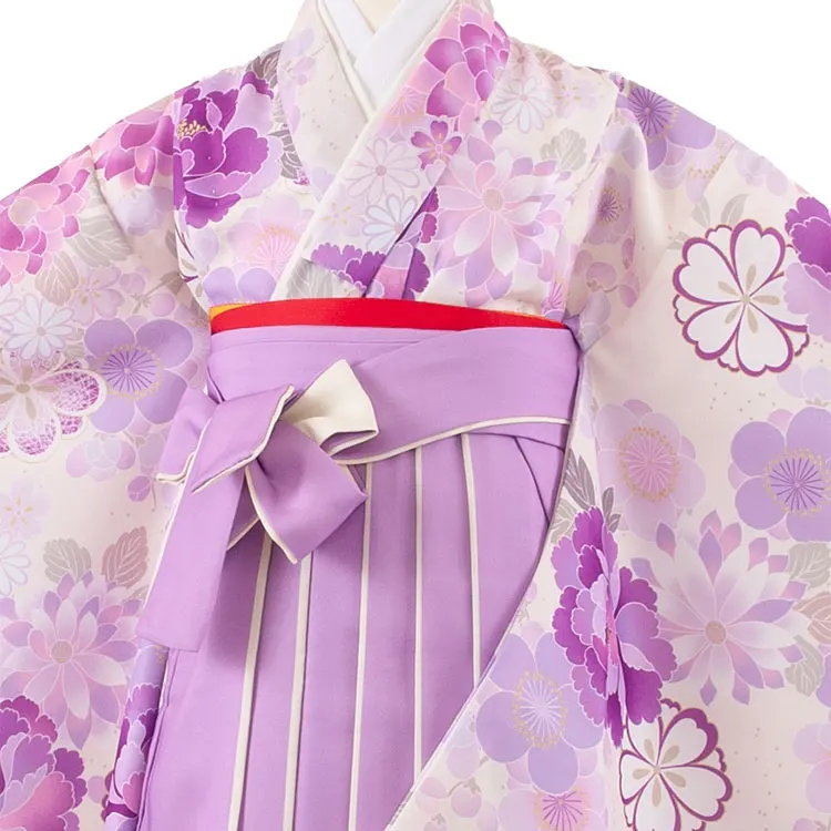 女児袴レンタル（7歳女の子） アイボリー 梅と牡丹 A165