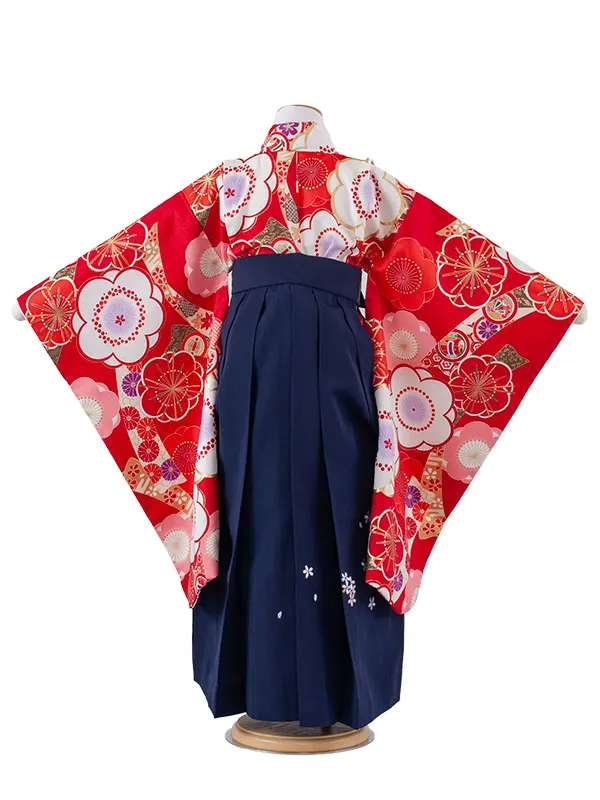 女児袴レンタル（6～7歳女の子） 赤地 梅 A173