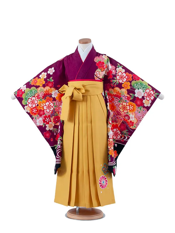 女児袴レンタル（6～7歳女の子） 紫地 桜 A174