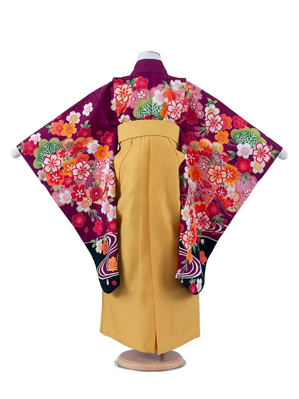 女児袴レンタル（6～7歳女の子） 紫地 桜 A174