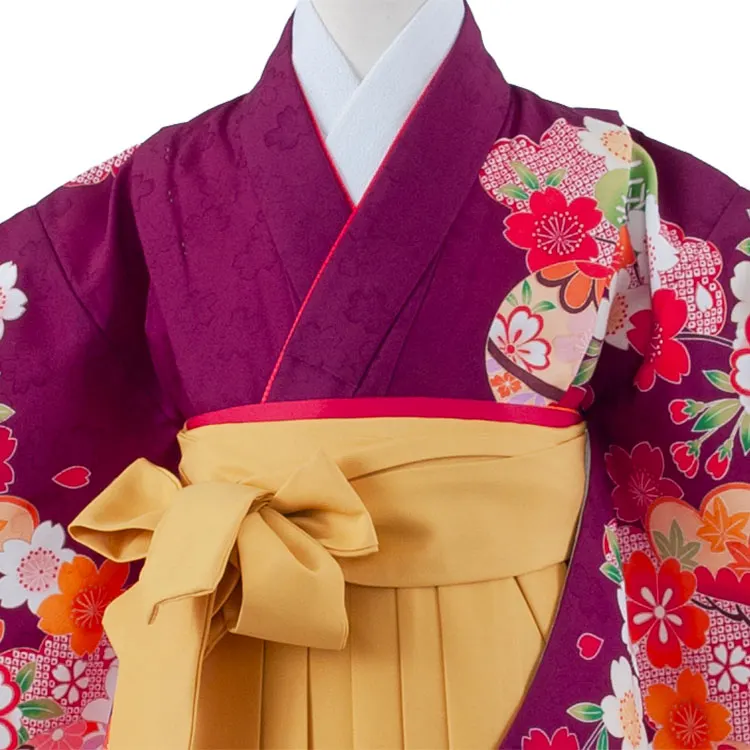 女児袴レンタル（6～7歳女の子） 紫地 桜 A174