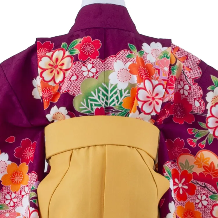 女児袴レンタル（7歳女の子） 紫地 桜 A174