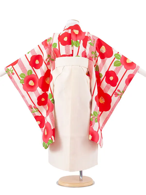 女児袴レンタル（5歳女の子） アイボリー 椿 A183