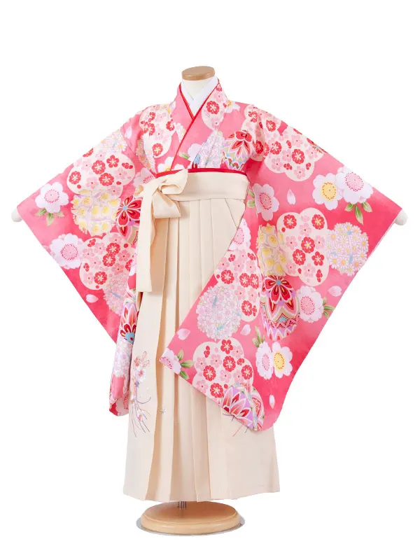 女児袴レンタル（7歳女の子） ピンク 桜 A185