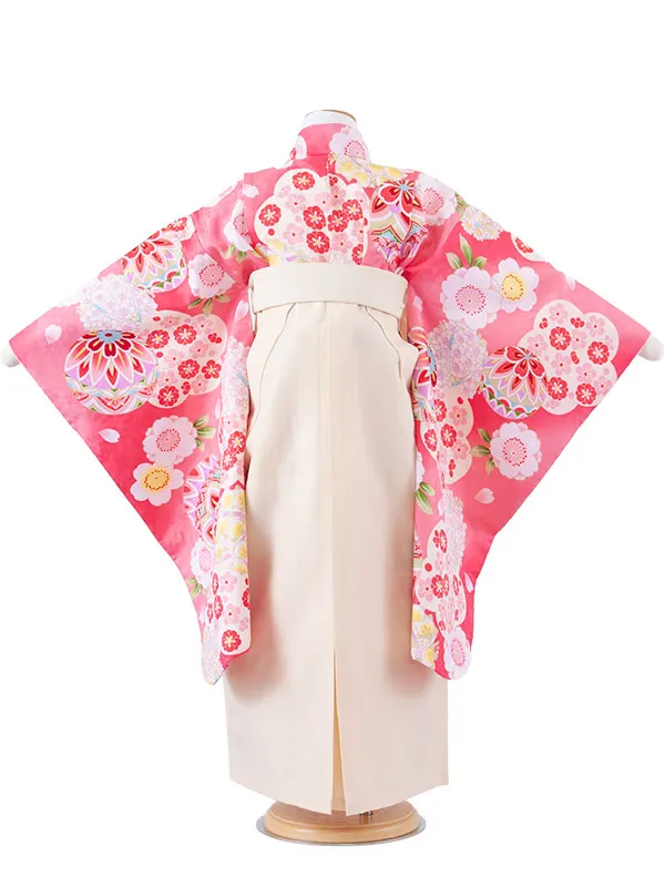 女児袴レンタル（7歳女の子） ピンク 桜 A185