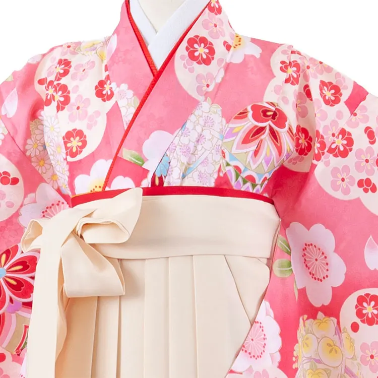 女児袴レンタル（7歳女の子） ピンク 桜 A185