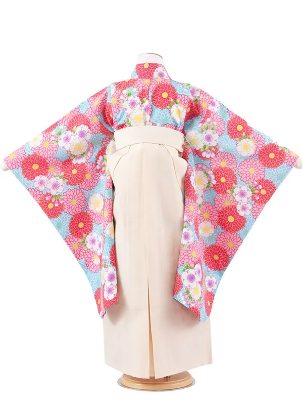 女児袴レンタル（7歳女の子） 空色 菊 A186