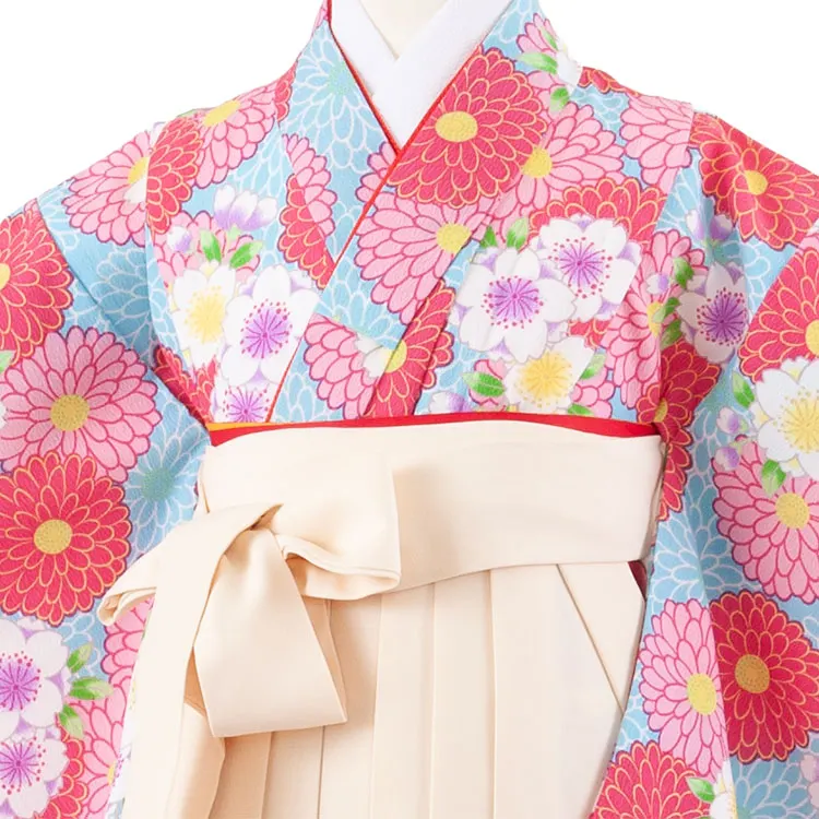 女児袴レンタル（7歳女の子） 空色 菊 A186