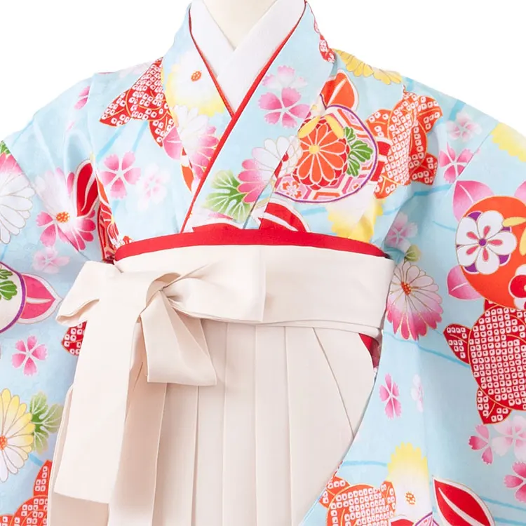 女児袴レンタル（7歳女の子） 空色 桜 A187