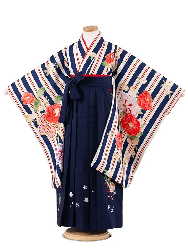 女児袴レンタル（7～8歳女の子） クリームイエロー ねじり梅 A188