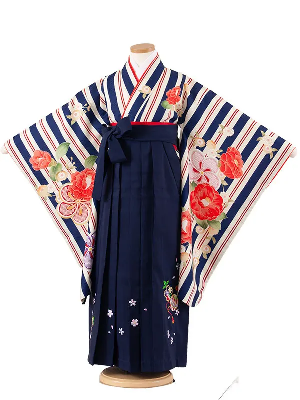 女児袴レンタル（7～8歳女の子） クリームイエロー ねじり梅 A188