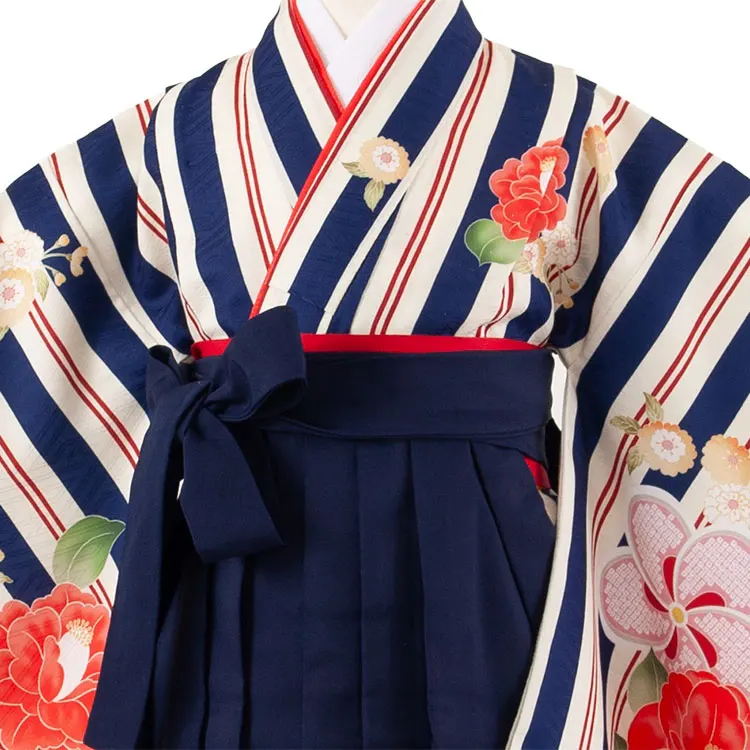 女児袴レンタル（7～8歳女の子） クリームイエロー ねじり梅 A188