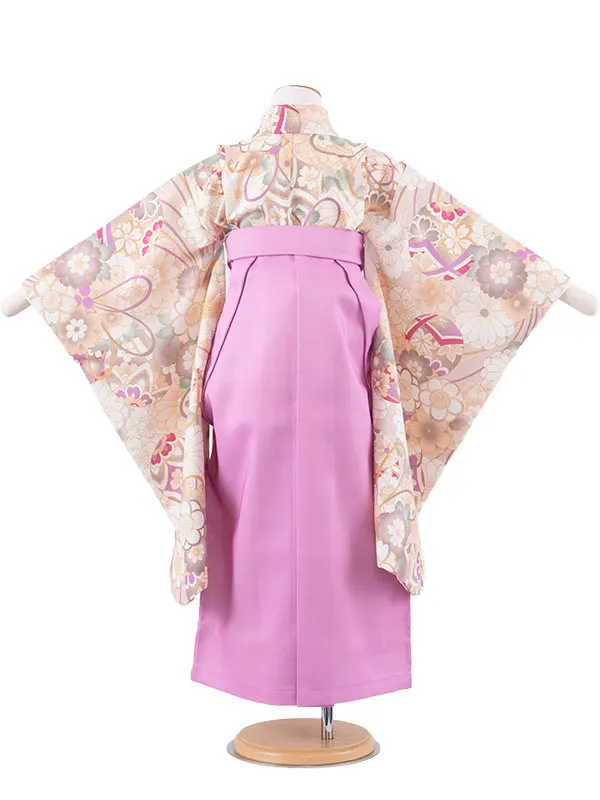 女児袴レンタル（6～7歳女の子） ベージュ 桜 A189