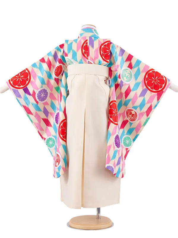 女児袴レンタル（6～7歳女の子） ベージュ 丸紋 A193