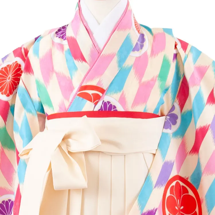 女児袴レンタル（6～7歳女の子） ベージュ 丸紋 A193