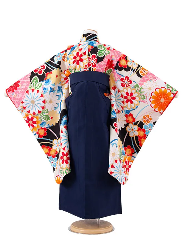 女児袴レンタル（7歳女の子） 白地 菊 A199