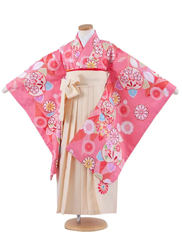 女児袴レンタル（7歳女の子） ピンク 梅 A200