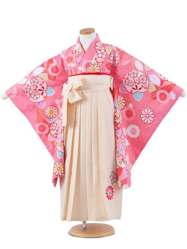 女児袴レンタル（7歳女の子） ピンク 梅 A200