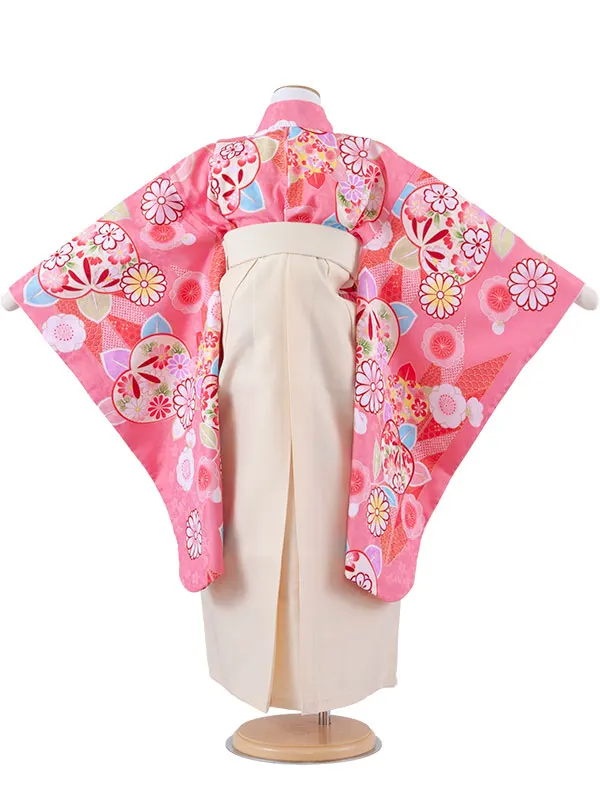 女児袴レンタル（7歳女の子） ピンク 梅 A200