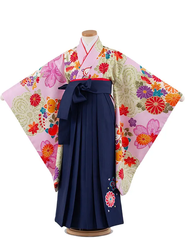 女児袴レンタル（7歳女の子） ライラック 菊 A201