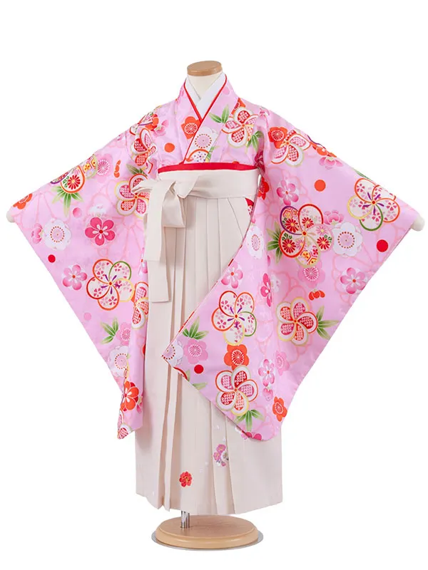 女児袴レンタル（7歳女の子） ピンク ねじり梅 A208