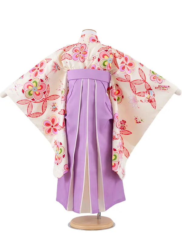 女児袴レンタル（7歳女の子） クリーム ねじり梅 A211