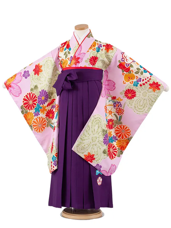 女児袴レンタル（7歳女の子） ライラック 菊 A213