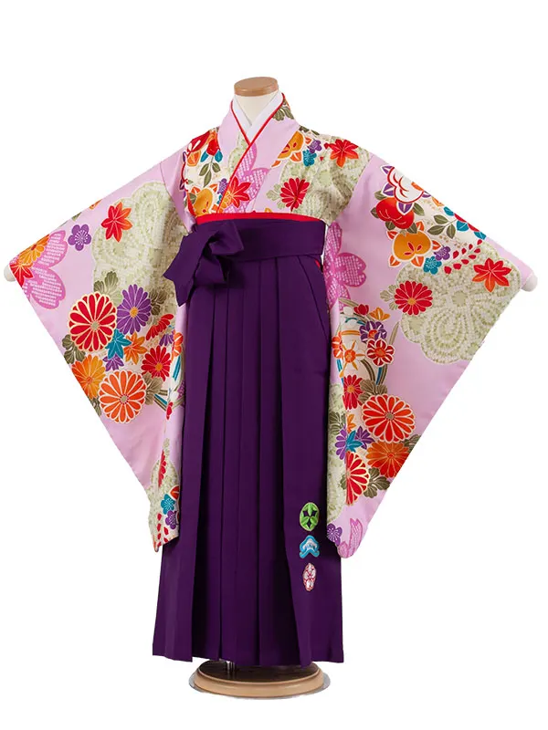 女児袴レンタル（7歳女の子） ライラック 菊 A213