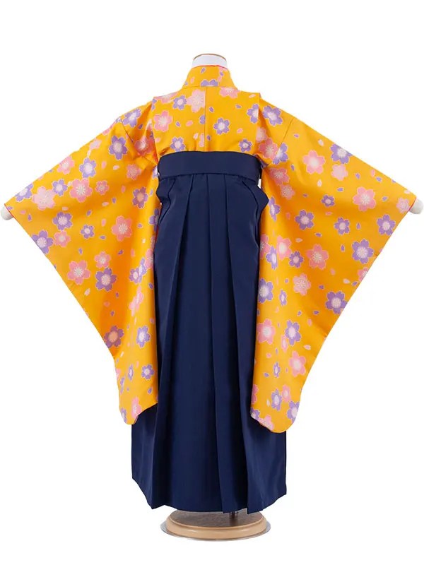 女児袴レンタル（7歳女の子） 山吹色 桜 A214