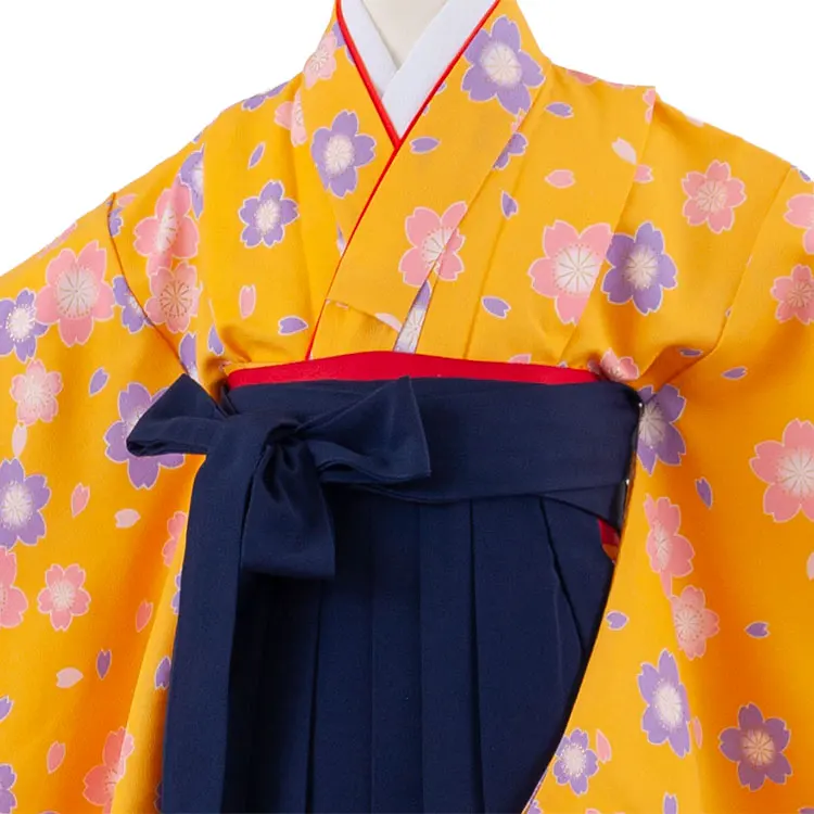 女児袴レンタル（7歳女の子） 山吹色 桜 A214
