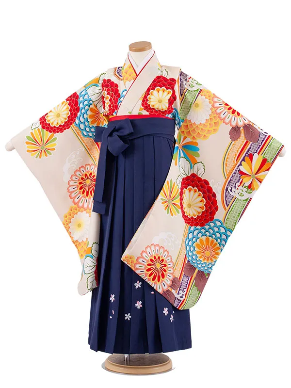 女児袴レンタル（7歳女の子） エクルベージュ 菊 A218